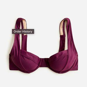 J. Crew Bikini Top Tulip Cross Back Underwire Purple Iris 32D NWT New